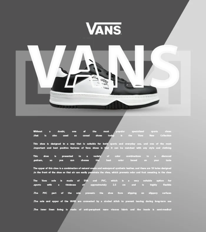 کفش اسنیکر مردانه مشکی سفید VANS مدل 5705 - Image 2