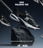 کفش کتانی مردانه و زنانه مشکی سفید NEW BALANCE 725 مدل 7268 - Image 2