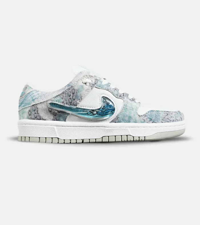 کفش کتانی مردانه و زنانه طوسی سفید آبی نایک NIKE dunk low steam puppet مدل 7204 - Image 1