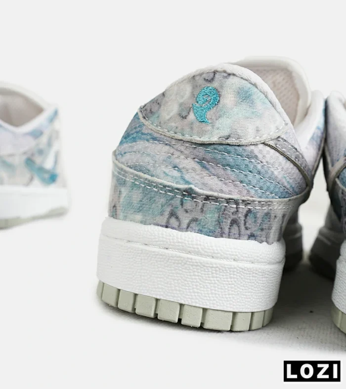 کفش کتانی مردانه و زنانه طوسی سفید آبی نایک NIKE dunk low steam puppet مدل 7204 - Image 9