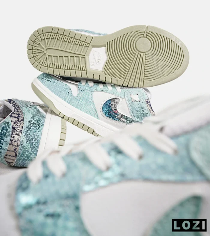 کفش کتانی مردانه و زنانه آبی سفید NIKE dunk low steam puppet مدل 7225 - Image 10