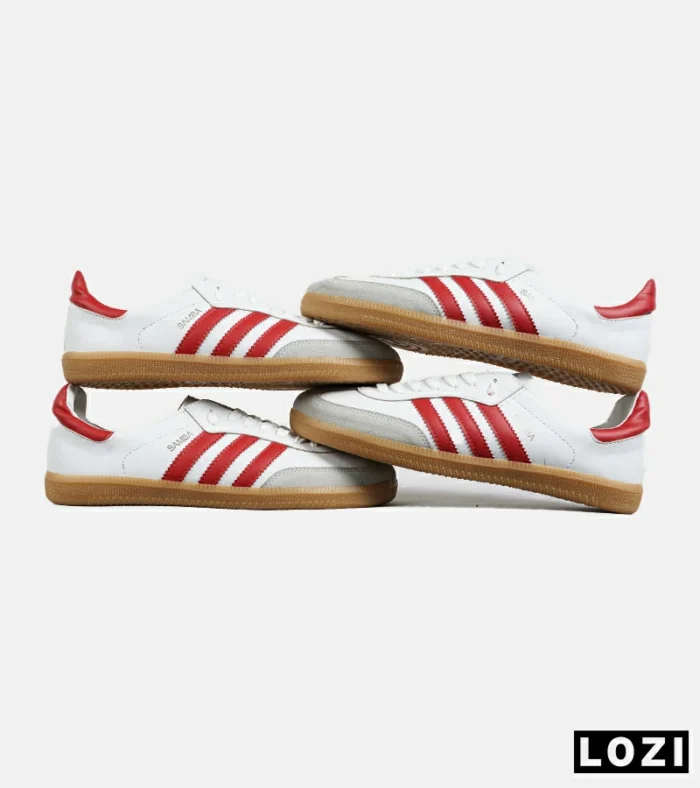کفش کتانی مردانه و زنانه سامبا سفید قرمز ADIDAS Samba مدل 4233 - Image 2