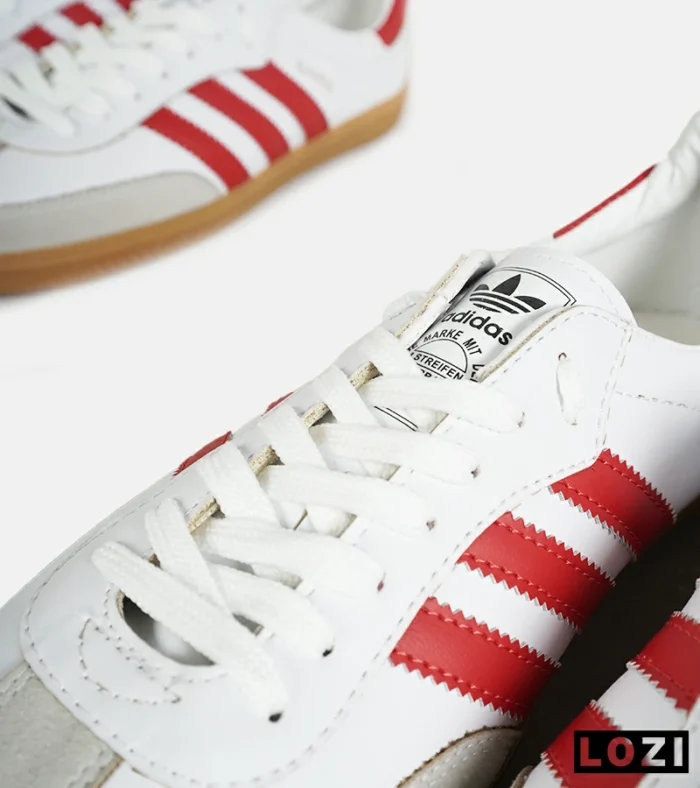 کفش کتانی مردانه و زنانه سامبا سفید قرمز ADIDAS Samba مدل 4233 - Image 7