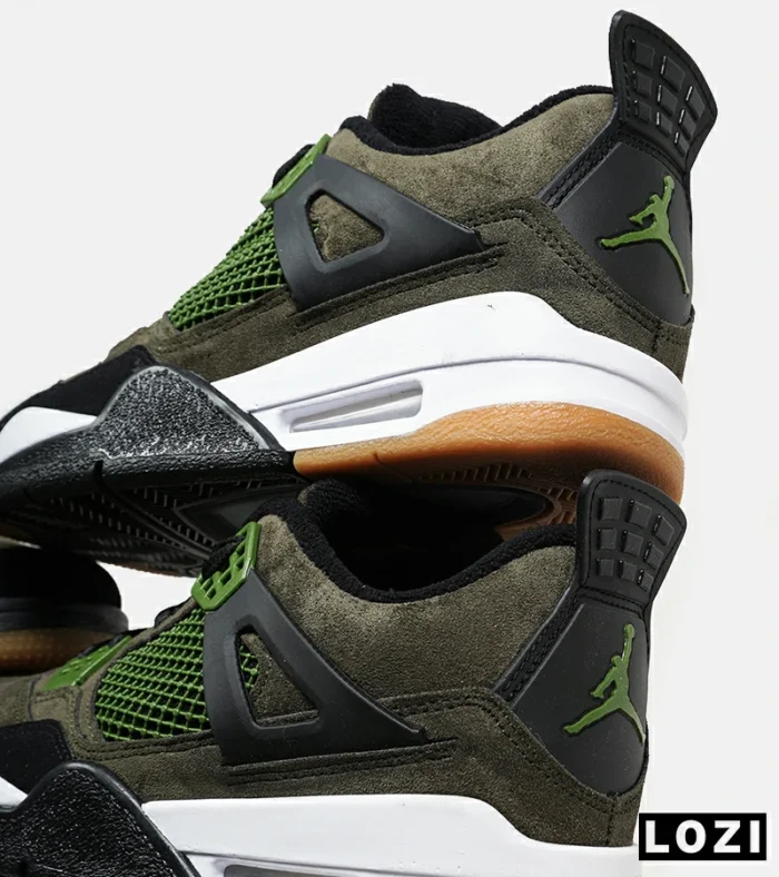 کتانی ساقدار زنانه و مردانه سبز زیتونی Nike air jordan 4 مدل 6469 - Image 3