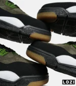 کتانی ساقدار زنانه و مردانه سبز زیتونی Nike air jordan 4 مدل 6469 - Image 5