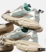 کفش کتانی مردانه و زنانه سبز طلایی Balenciaga 3XL مدل 6825 - Image 4
