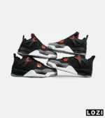 کتانی ساقدار زنانه و مردانه مشکی طوسی قرمز Nike air jordan 4 مدل 6473 - Image 2