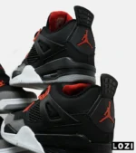 کتانی ساقدار زنانه و مردانه مشکی طوسی قرمز Nike air jordan 4 مدل 6473 - Image 3