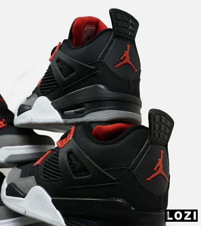 کتانی ساقدار زنانه و مردانه مشکی طوسی قرمز Nike air jordan 4 مدل 6473 - Image 3