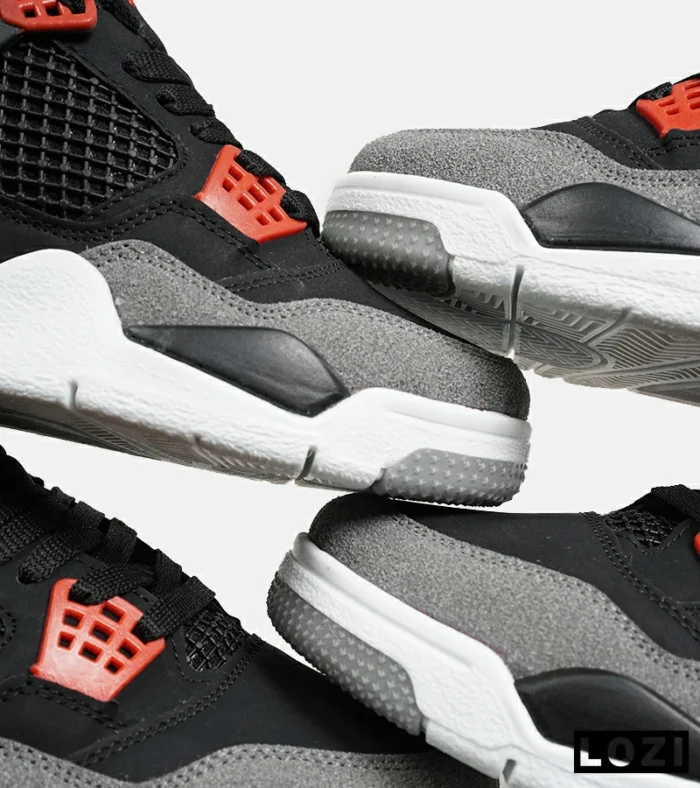 کتانی ساقدار زنانه و مردانه مشکی طوسی قرمز Nike air jordan 4 مدل 6473 - Image 5