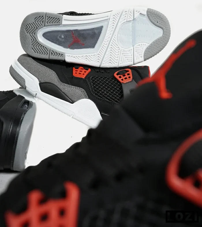 کتانی ساقدار زنانه و مردانه مشکی طوسی قرمز Nike air jordan 4 مدل 6473 - Image 10
