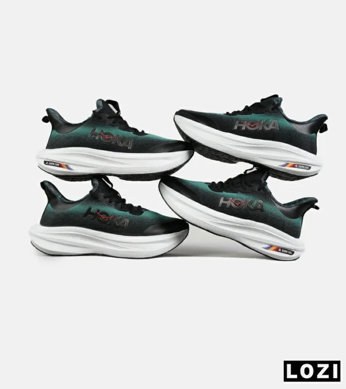 کفش کتانی مشکی سبز HOKA مدل 7396 - Image 2