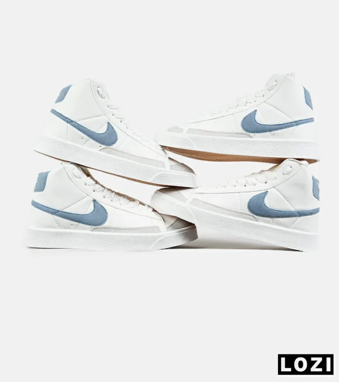 کفش کتانی ساقدار مردانه و زنانه سفید آبی Nike Blazer Low 77 مدل 7451 - Image 3