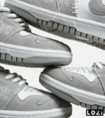 کفش کتانی مردانه و زنانه طوسی سفید نایک NIKE jordan Vodoo مدل 6061 - Image 5