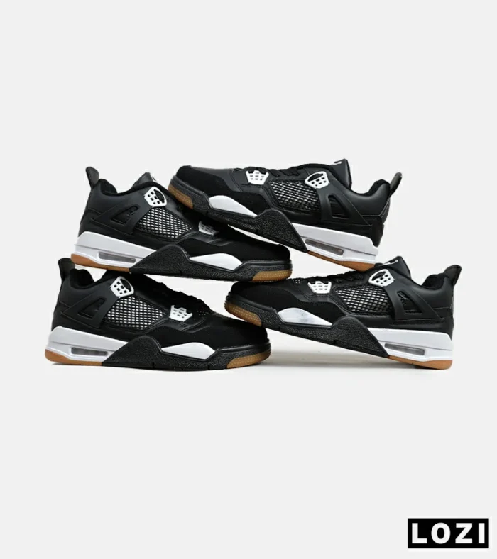 کتانی ساقدار زنانه و مردانه مشکی سفید Nike air jordan 4 مدل 6599 - Image 2