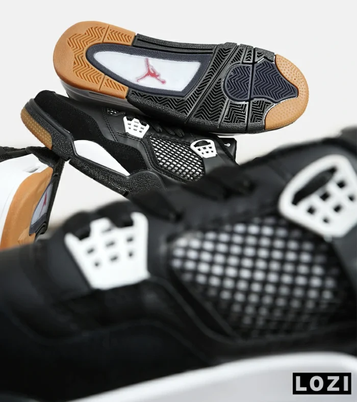 کتانی ساقدار زنانه و مردانه مشکی سفید Nike air jordan 4 مدل 6599 - Image 10