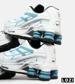 کفش کتانی مردانه سفید آبی نایک NIKE x SUPREME shox ride 2 مدل 7056 - Image 3