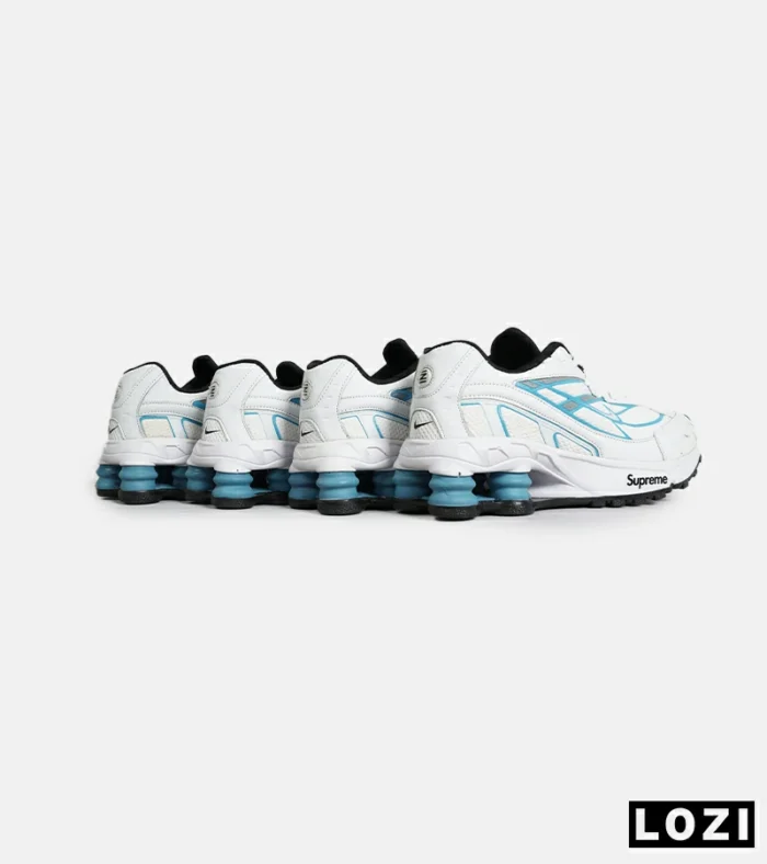 کفش کتانی مردانه سفید آبی نایک NIKE x SUPREME shox ride 2 مدل 7056 - Image 8