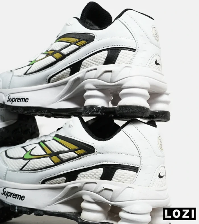 کفش کتانی مردانه سفید سبز نایک NIKE x SUPREME shox ride 2 مدل 7057 - Image 4