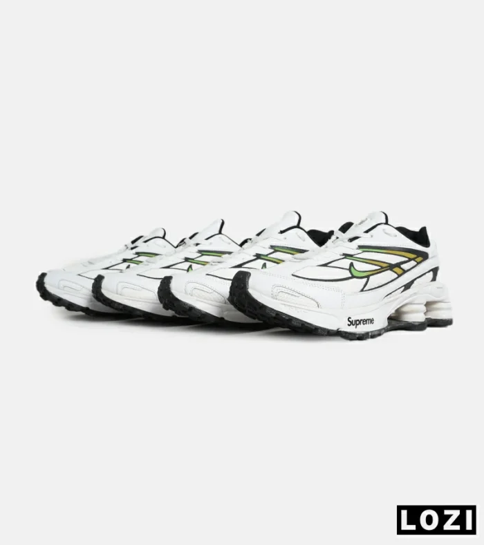 کفش کتانی مردانه سفید سبز نایک NIKE x SUPREME shox ride 2 مدل 7057 - Image 7