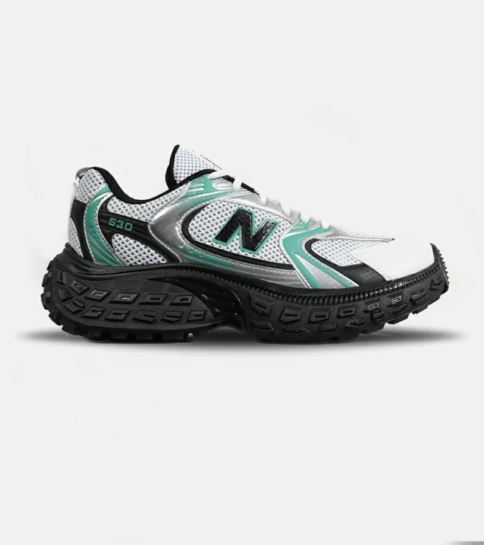 کفش کتانی مردانه و زنانه سفید سبز مشکی NEW BALANCE 530 V02 مدل 7100 - Image 1