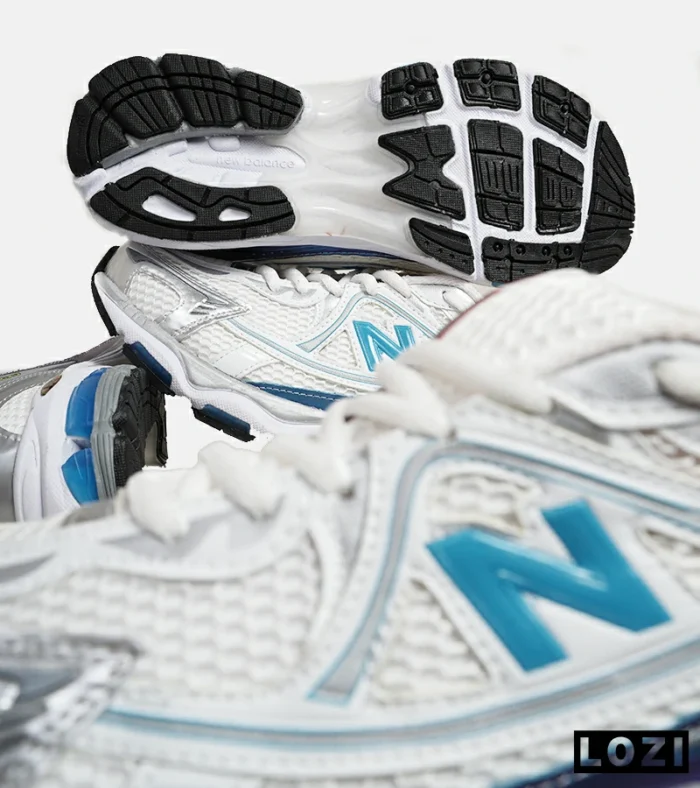 کفش کتانی مردانه و زنانه سفید طوسی آبی NEW BALANCE 1064 مدل 6312 - Image 11
