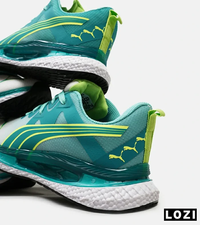 کفش کتانی ورزشی مردانه و زنانه سفید سبز فسفری PUMA مدل 5019 - Image 5