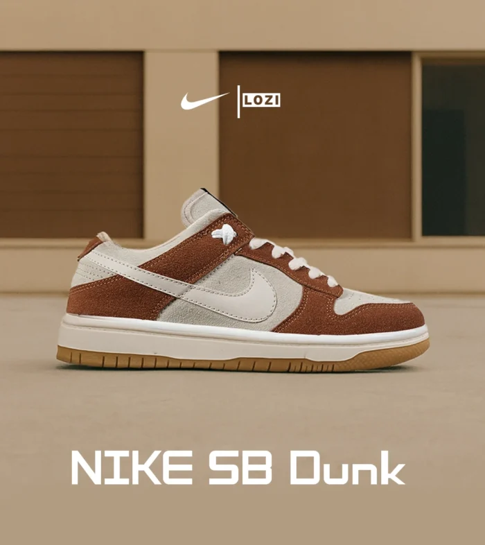 کفش کتانی مردانه و زنانه کرم قهوه ای نایک NIKE SB Dunk مدل 7647 - Image 2
