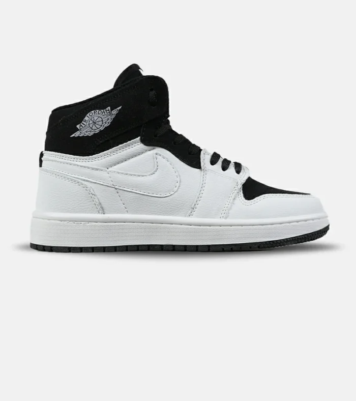 DSC09280 کفش کتانی ساقدار مردانه و زنانه سفید مشکی NIKE jordan 1 مدل 7574 - Image 1