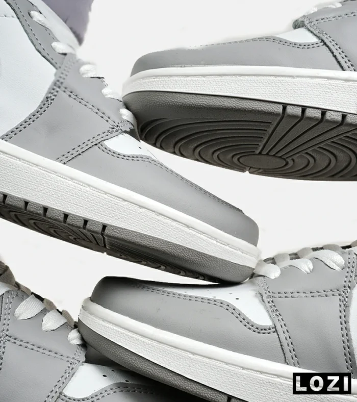 کفش کتانی ساقدار مردانه و زنانه سفید سرمه ای طوسی NIKE jordan 1 مدل 6580 - Image 7