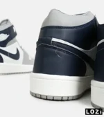 کفش کتانی ساقدار مردانه و زنانه سفید سرمه ای طوسی NIKE jordan 1 مدل 6580 - Image 10