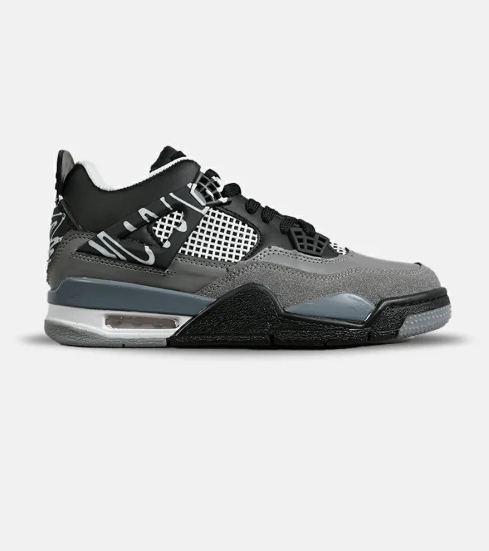کتانی ساقدار زنانه و مردانه طوسی مشکی Nike air jordan 4 مدل 8049 - Image 1