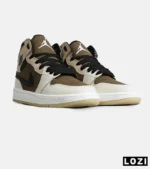 کفش کتانی ساقدار مردانه و زنانه کرم قهوه ای NIKE jordan 1 مدل 8142 - Image 2