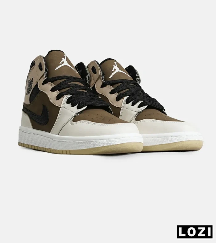 کفش کتانی ساقدار مردانه و زنانه کرم قهوه ای NIKE jordan 1 مدل 8142 - Image 2