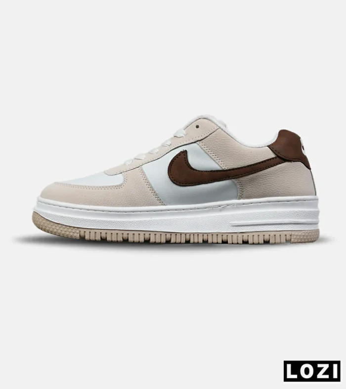 کفش مردانه و زنانه سفید کرم قهوه ای NIKE AIR FORCE مدل 8160 - Image 2