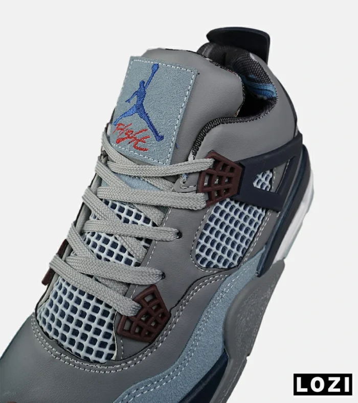 کتانی ساقدار زنانه و مردانه طوسی آبی Nike air jordan 4 مدل 8043 - Image 5
