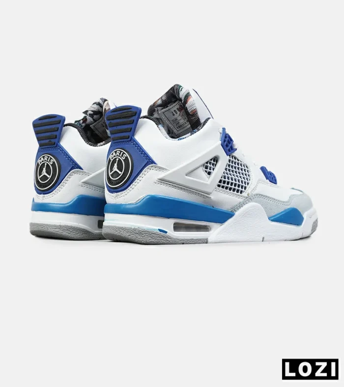 کتانی ساقدار زنانه و مردانه سفید طوسی آبی Nike air jordan 4 مدل 8245 - Image 3