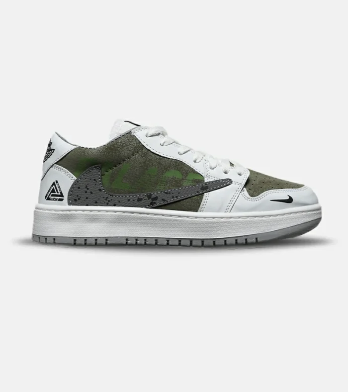 کفش کتانی مردانه و زنانه سفید طوسی سبز NIKE travis scott مدل 8317 - Image 1