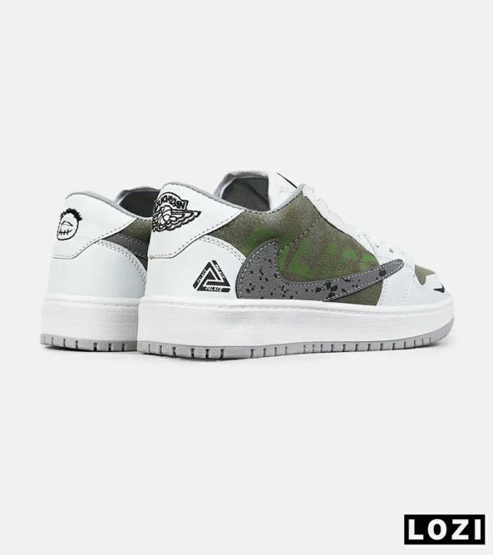 کفش کتانی مردانه و زنانه سفید طوسی سبز NIKE travis scott مدل 8317 - Image 3