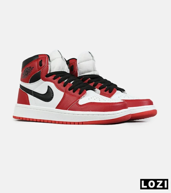 کفش کتانی ساقدار مردانه و زنانه قرمز مشکی NIKE jordan 1 مدل 8279 - Image 4