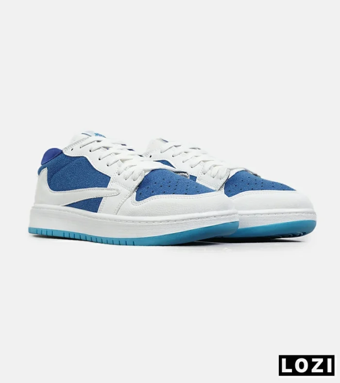کفش کتانی مردانه و زنانه آبی سفید NIKE travis scott مدل 8321 - Image 2