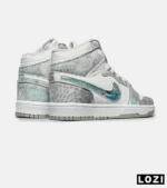 کفش کتانی مردانه و زنانه ساقدار طوسی سفید آبی NIKE dunk low steam puppet مدل 8362 - Image 5