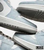 کفش کتانی بزرگ پا ساقدار سفید آبی طوسی NIKE AIR Jordan 1 مدل 8280 - Image 6