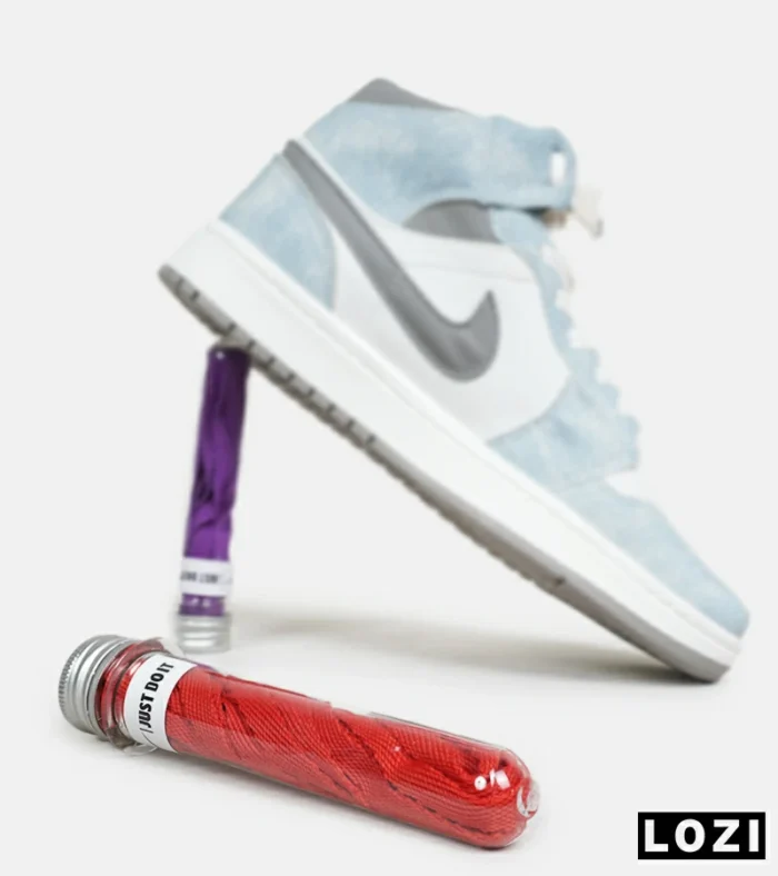کفش کتانی بزرگ پا ساقدار سفید آبی طوسی NIKE AIR Jordan 1 مدل 8280 - Image 11