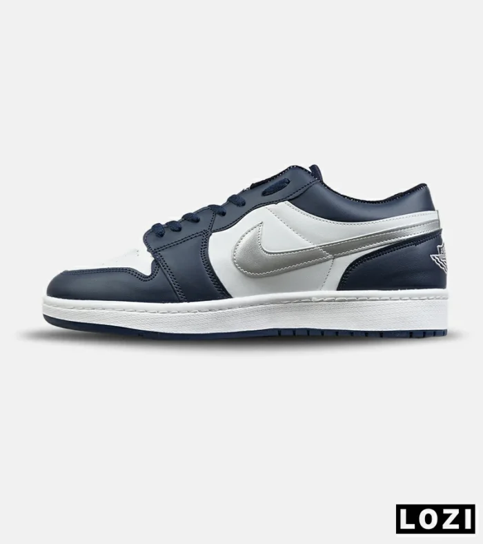 کفش کتانی مردانه و زنانه سفید سرمه ای طوسی 1 NIKE AIR JORDAN مدل 8466 - Image 7