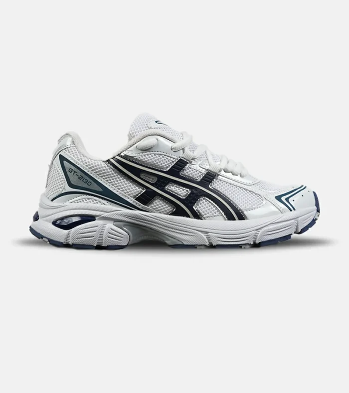 کفش کتانی مردانه و زنانه سفید سرمه ای ASICS GT-2130 مدل 8498 - Image 1