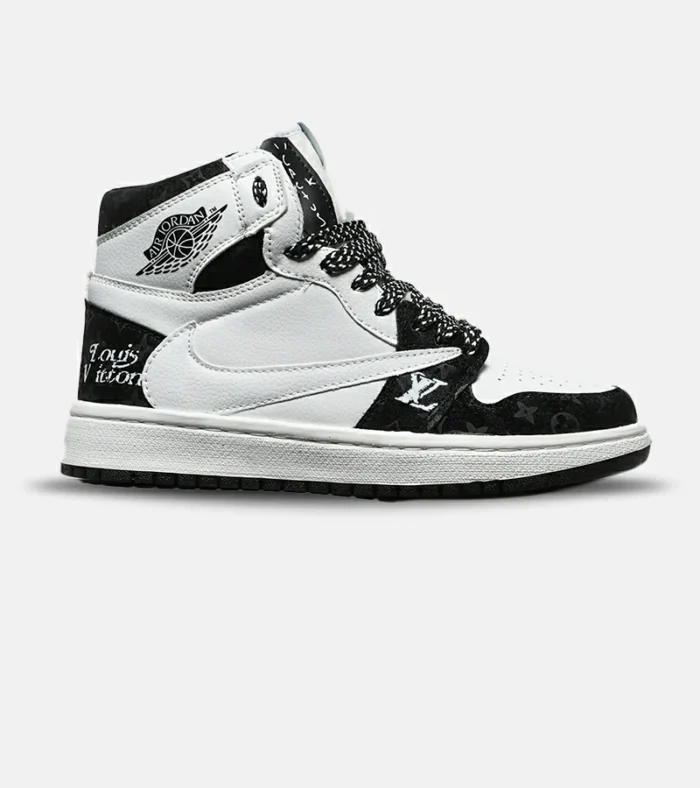 DSC08155 کفش کتانی ساقدار زنانه سفید مشکی NIKE travis scott مدل 8472 - Image 1