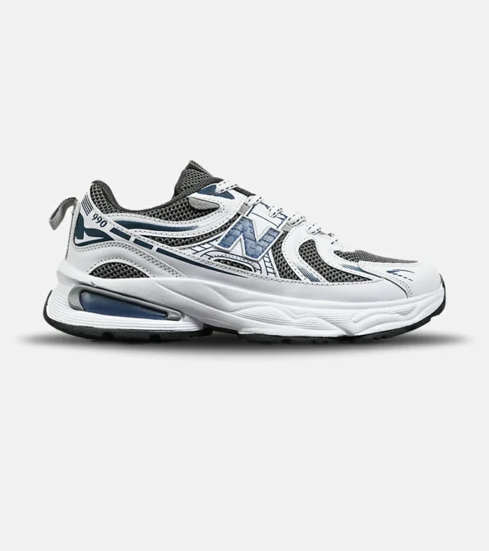 کفش کتانی مردانه و زنانه سفید طوسی آبی NEW BALANCE 990 مدل 8516 - Image 1