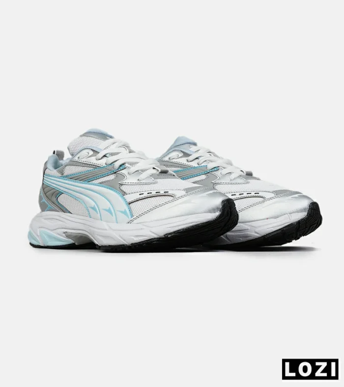 کفش کتانی ورزشی سفید طوسی آبی مردانه و زنانه PUMA Velophasis مدل 8521 - Image 4