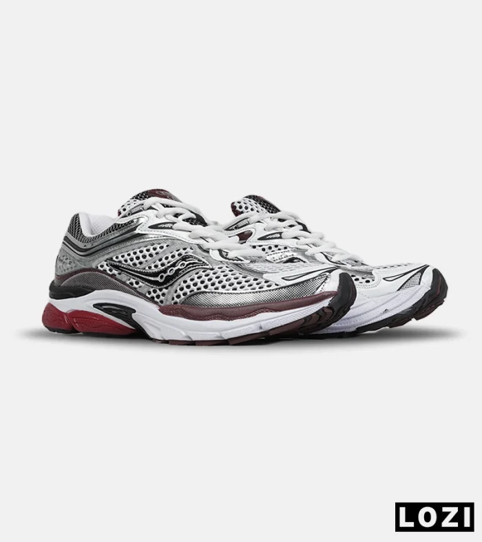 کفش کتانی مردانه و زنانه طوسی قرمز Saucony pro grid omni 9 مدل 8644 - Image 2